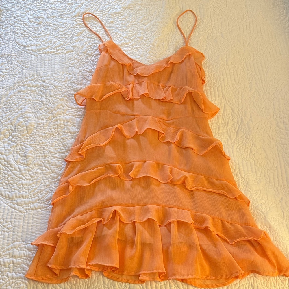 Orange Ruffle Mini Dress